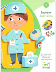 Inzebox Jobissimo,Gioco Magnetico con pezzi dilegno magnetica da attaccare sulla sagoma metallica,Djeco,Eta 3+