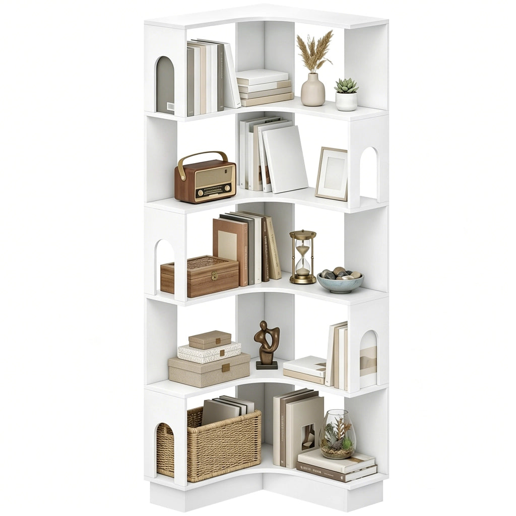 Libreria angolare scaffale a 6 livelli ¨C Minimal ¨C bianco 60x60x165.5