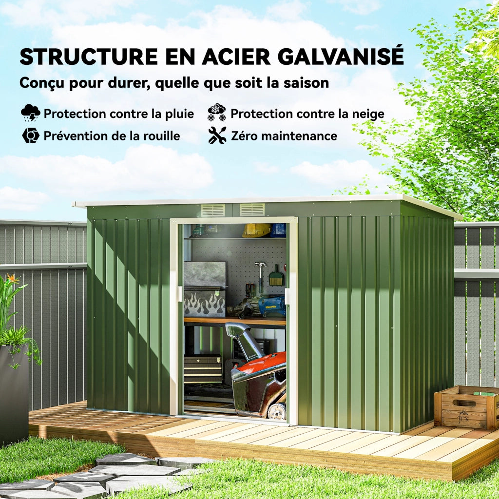 Capanno da Giardino 3.6 m2 con Porte Scorrevole ¨C zephmum ¨C Verde Chiaro Acciaio Galvanizzato