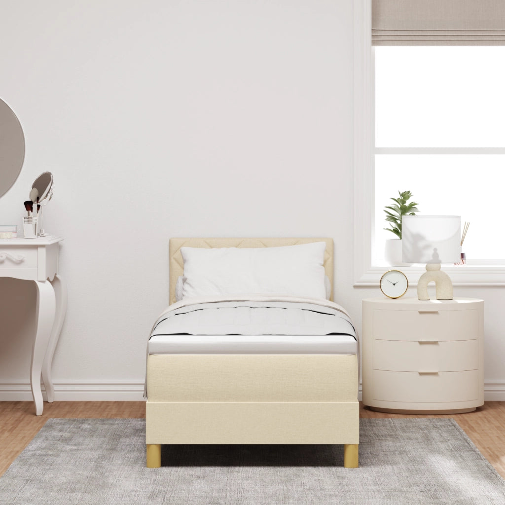 Letto Box Spring con Materasso & LED Panna 80x200 cm Tessuto