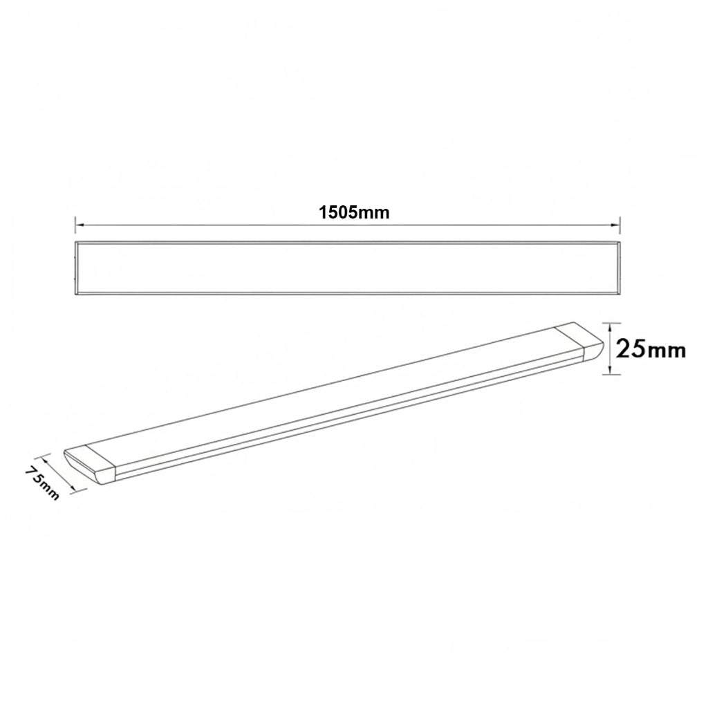 Plafoniera lineare slim moderna LED 72W 150cm lampada CCT 7200lm luce soffitto parete garage officina negozio 230V