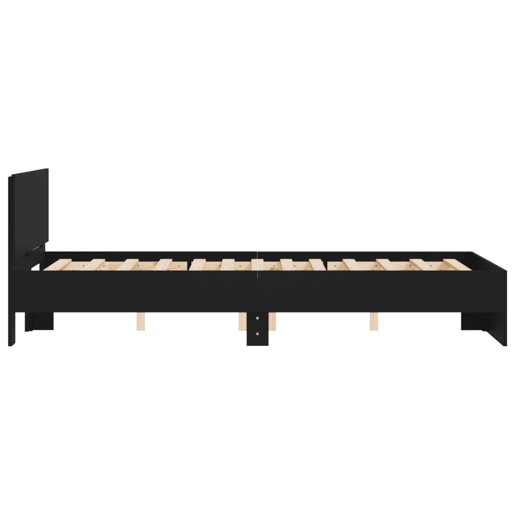 Giroletto con Testiera-Struttura Letto con testiera Nero 135x190 cm