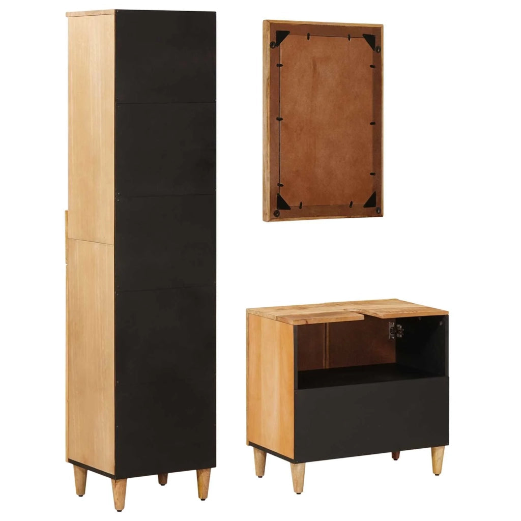 Set di Armadi da Bagno con porta 3 pcs Legno di mango massello 3310178
