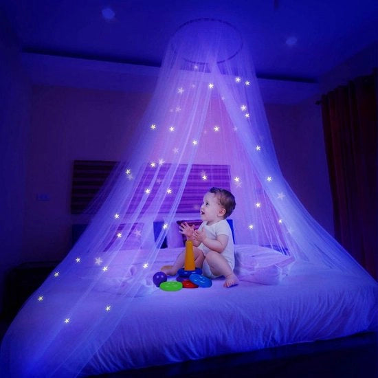 Sterne luminose con cielo stellato e copertura del letto con illuminazione a LED anti-zanzare, adatto per bambini, ragazze o adulti.