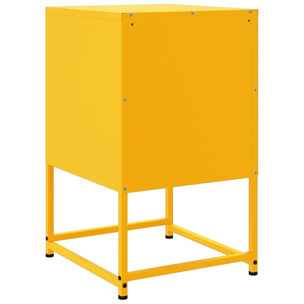 Comodino | Armadio da Notte | Mobiletto da notte Giallo Senape 36x39x60,5 cm in Acciaio