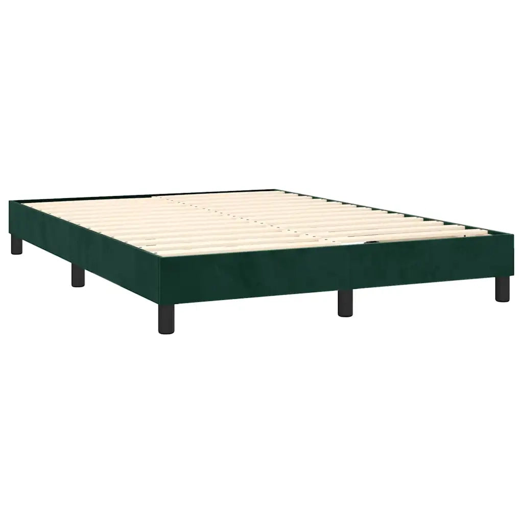 Giroletto a Molle con Materasso Verde Scuro 140x200 cm Velluto