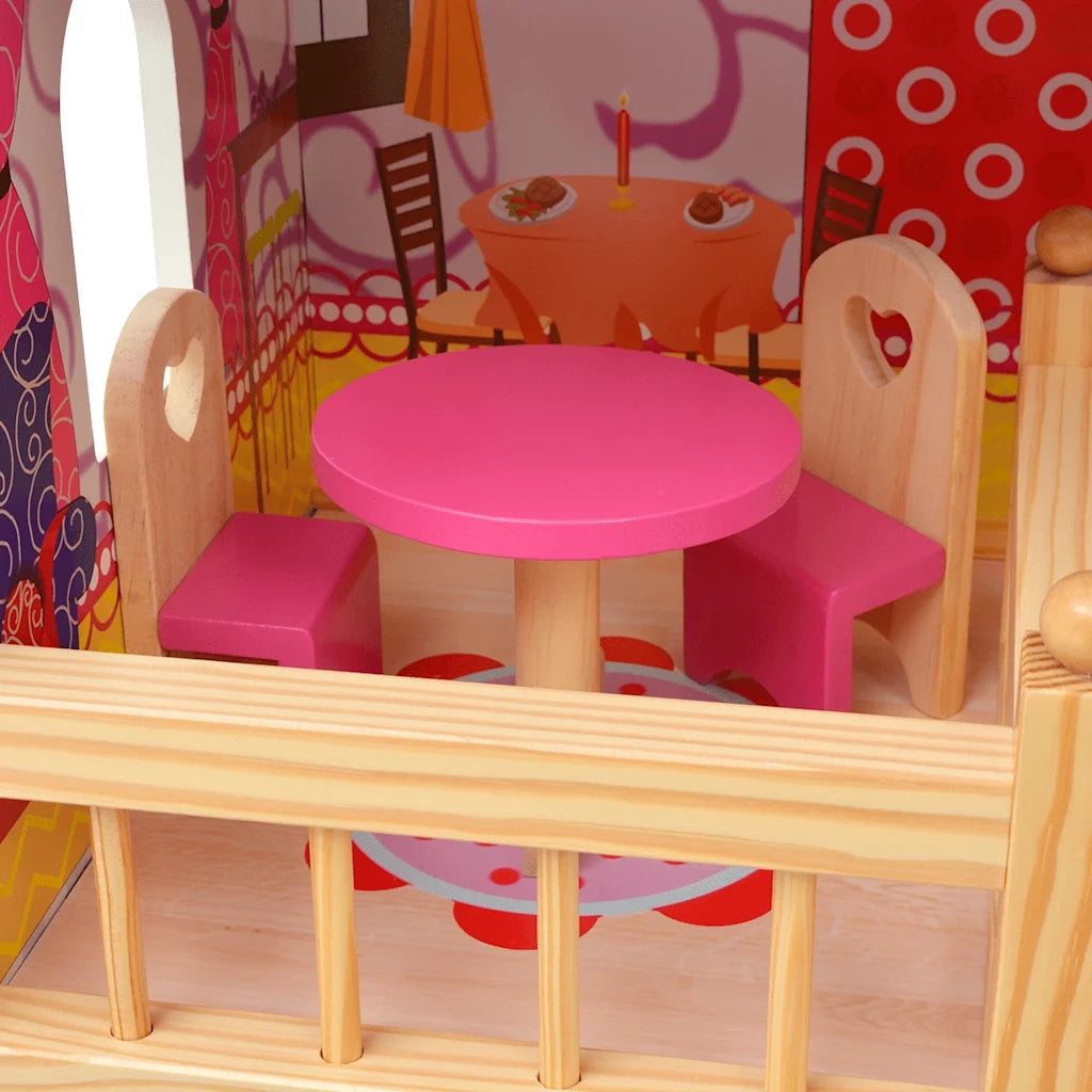 Casa delle Bambole a 3 Piani in Legno 60x30x90 cm 80175