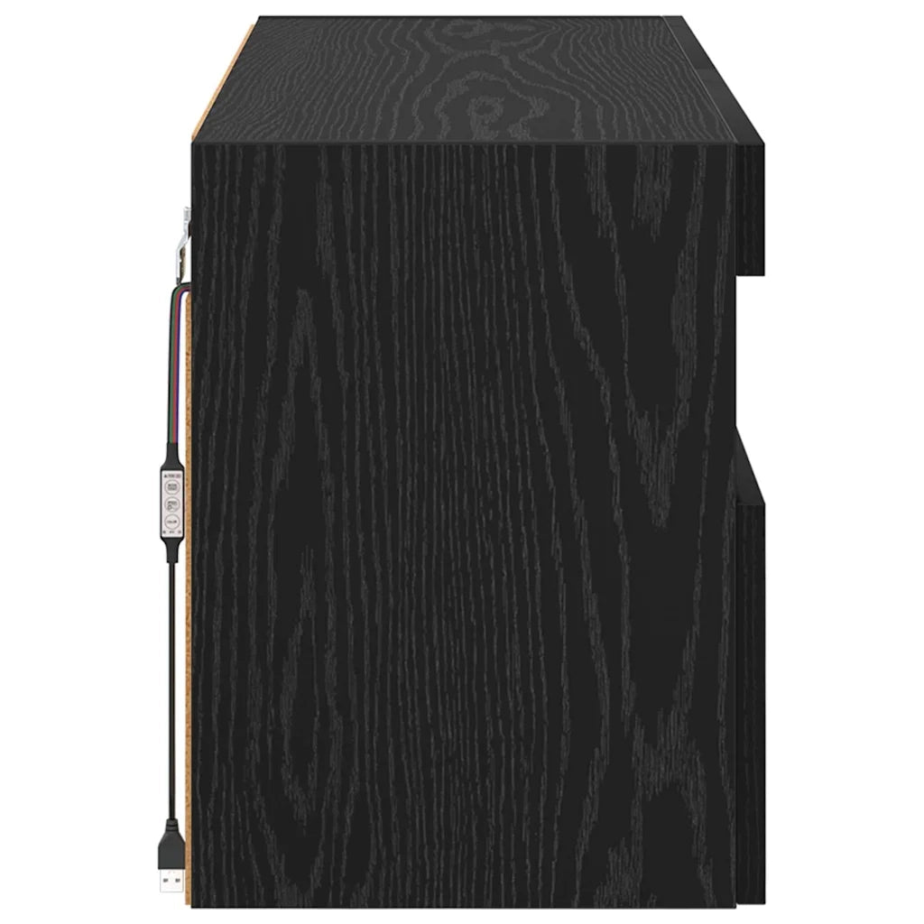 Mobile TV da parete con LED Rovere Nero 100 x 30 x 40 cm 882985