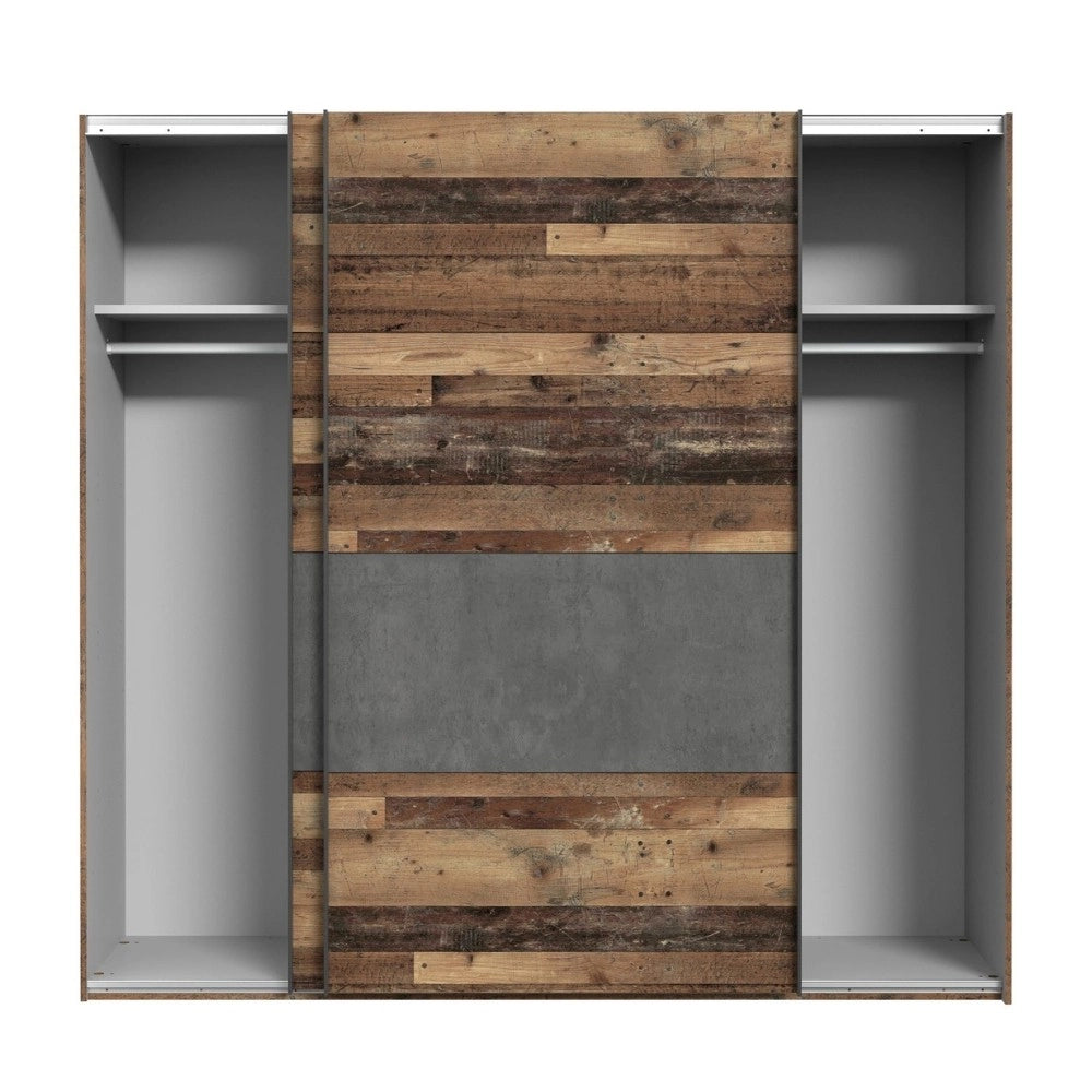 Armadio Zeno 2 ante scorrevoli quercia e grigio cemento 120x42x190.5H