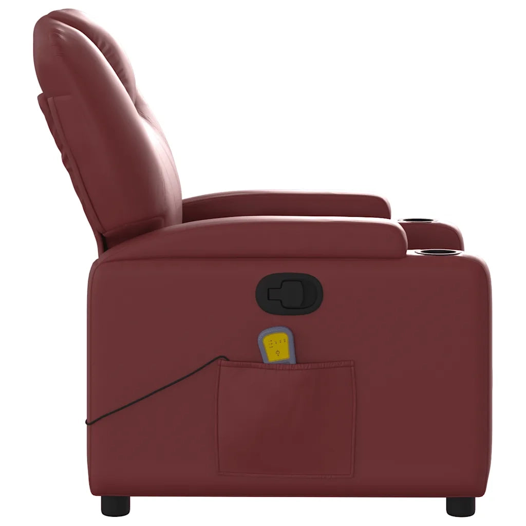 Poltrona Massaggiante Reclinabile Rosso vino in Similpelle 372400