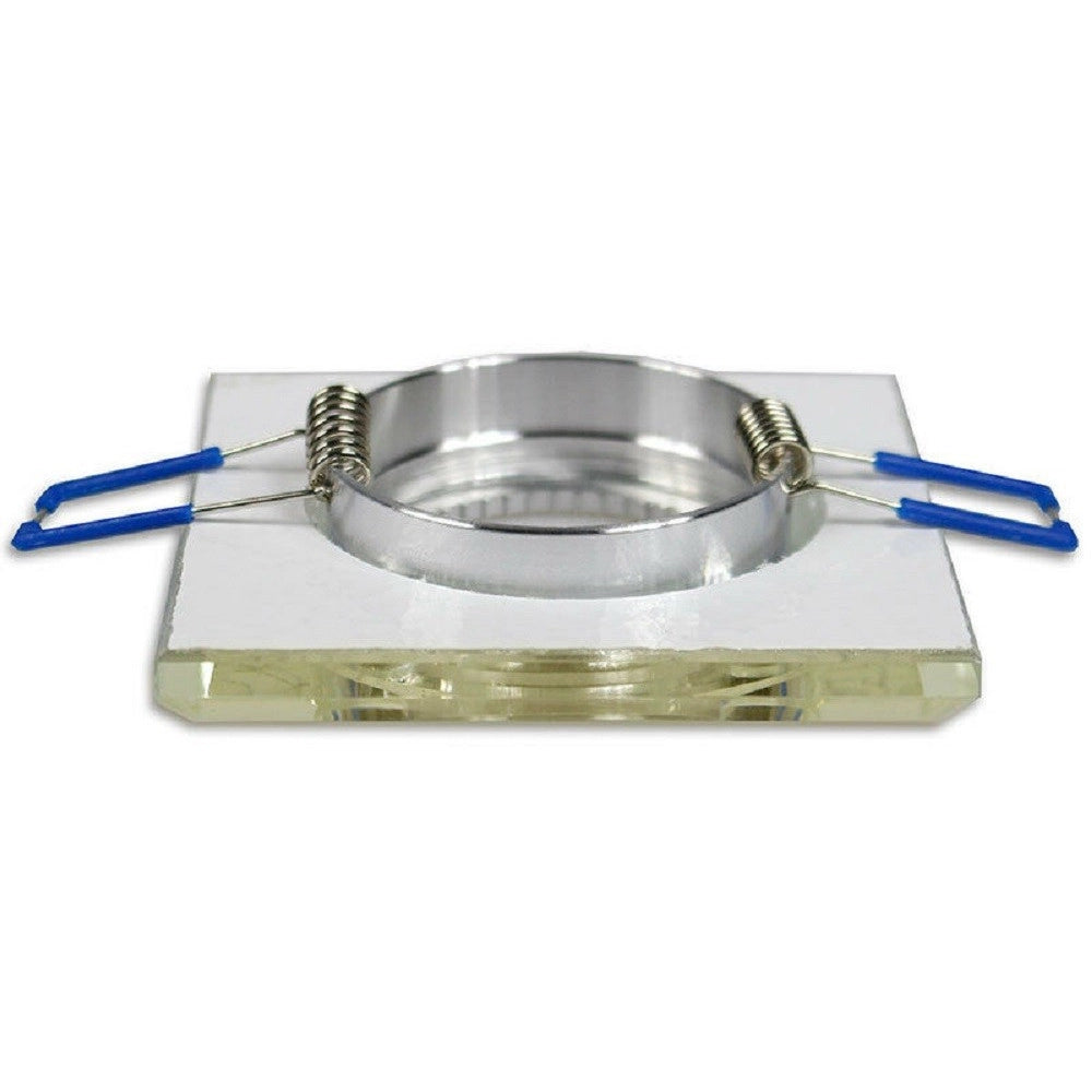Trade Shop - Portafaretto Incasso Per Faretto Quadrato P16 Vetro Glitterato Bianco Argento Oro - Oro