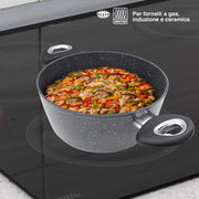 MAURY’S MAXISTONE TITANIUM CASSERUOLA 24 CM ANTIADERENTE IN ALLUMINIO RINFORZATO