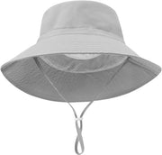 Cappello per bambino con bordo ampio, regolabile per 6-12 mesi, unisex - Grigio - Cappello estivo con protezione UV