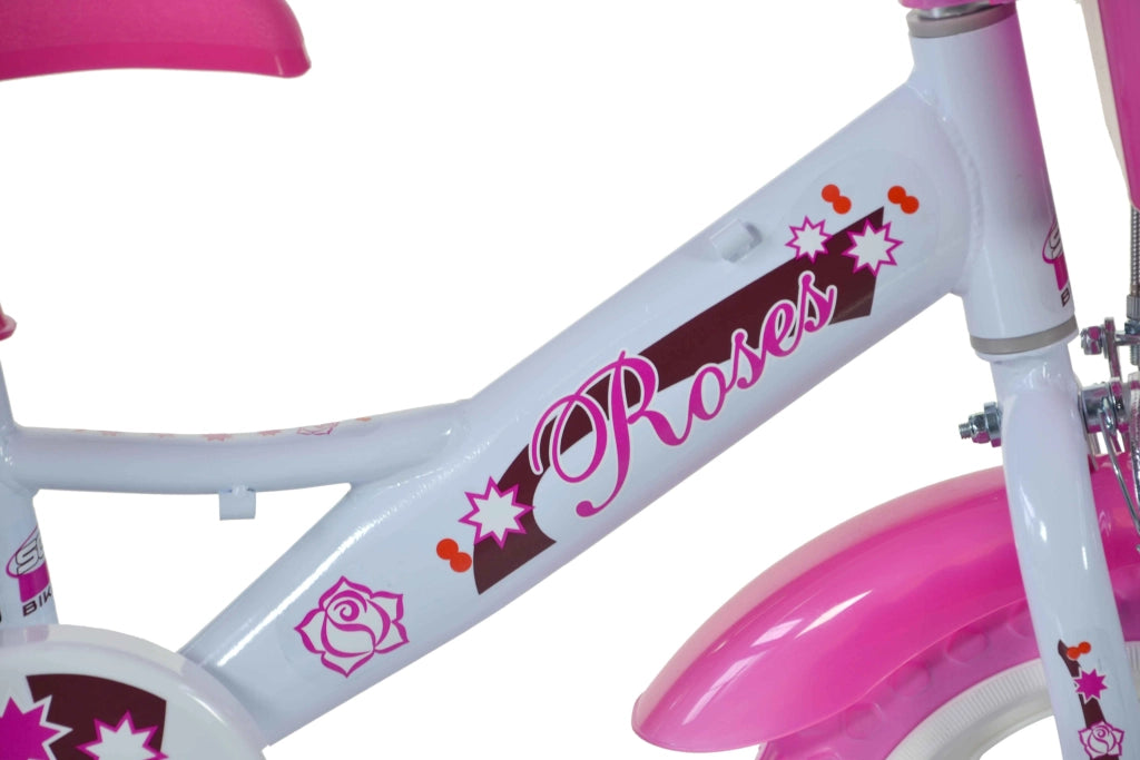 SCH ROSES 12", bicicletta per bambini, bici bambina, adatta a bambini tra i 3 e i 5 anni, per altezza tra 85 e 105 cm, c