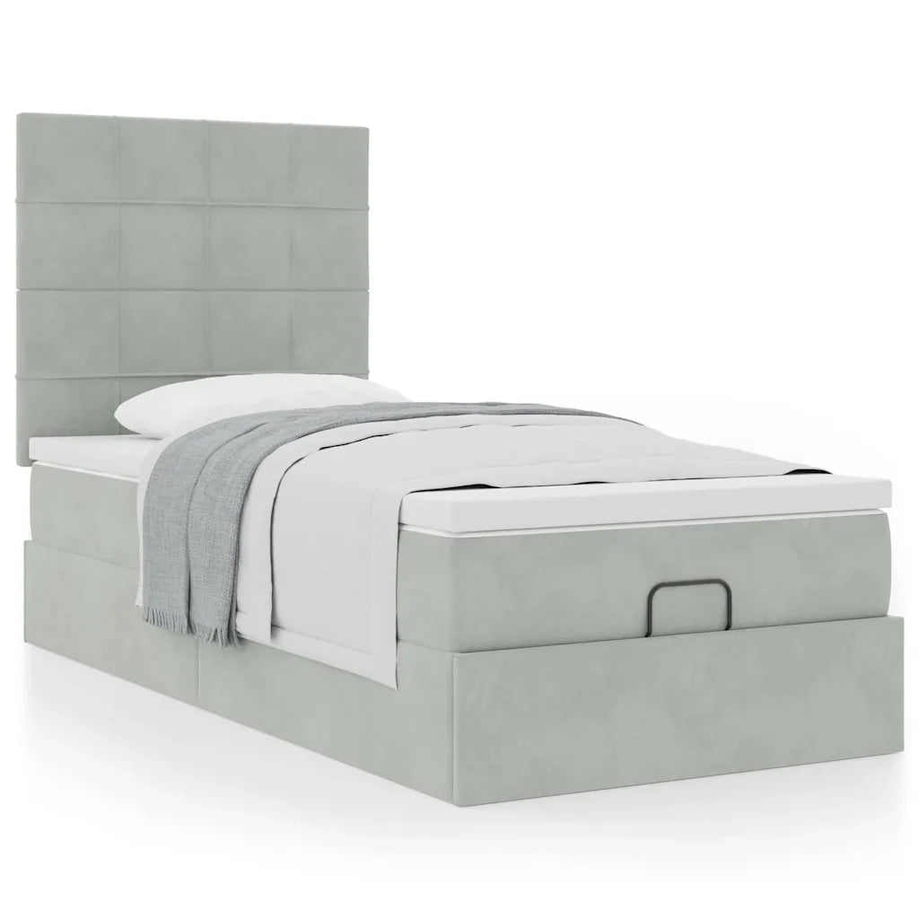Struttura Letto Pouf con Materassi 90x200 cm in Velluto 3313445