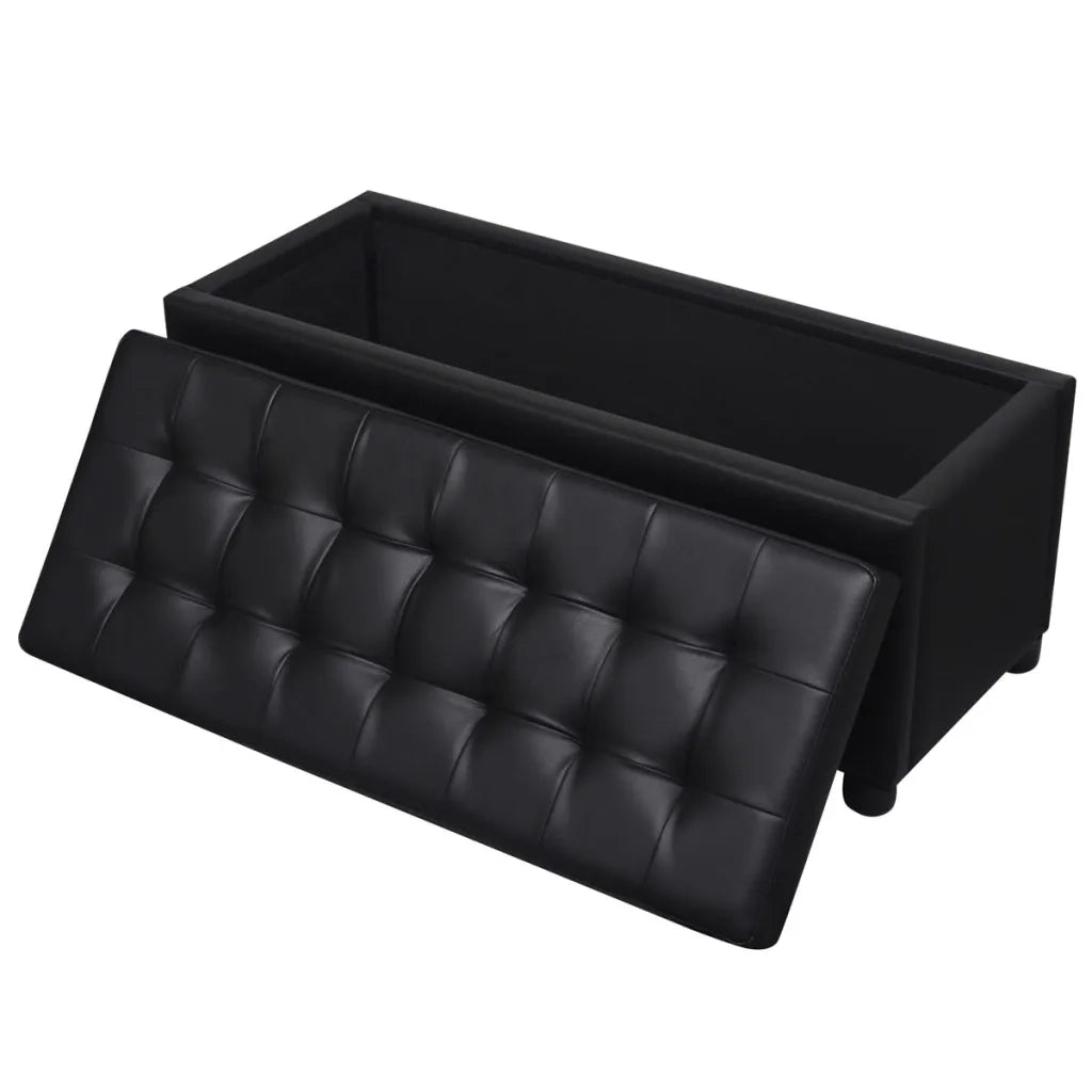 Sgabello con Contenitore in Pelle Artificiale Nero 242407