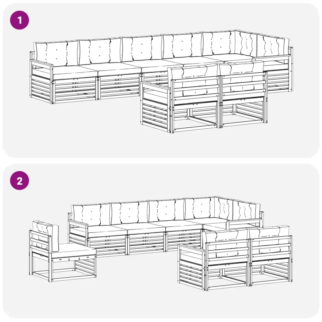 Set di divani da esterno con cuscino 8 pcs Naturale e Beige