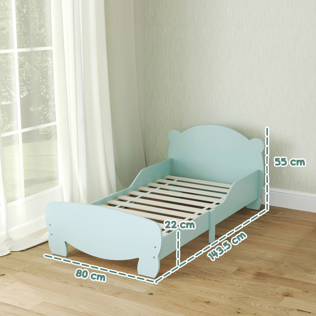 Struttura Letto Singolo per Bambini Orso 143,5x80x55 cm con Sponde Laterali in Legno Verde