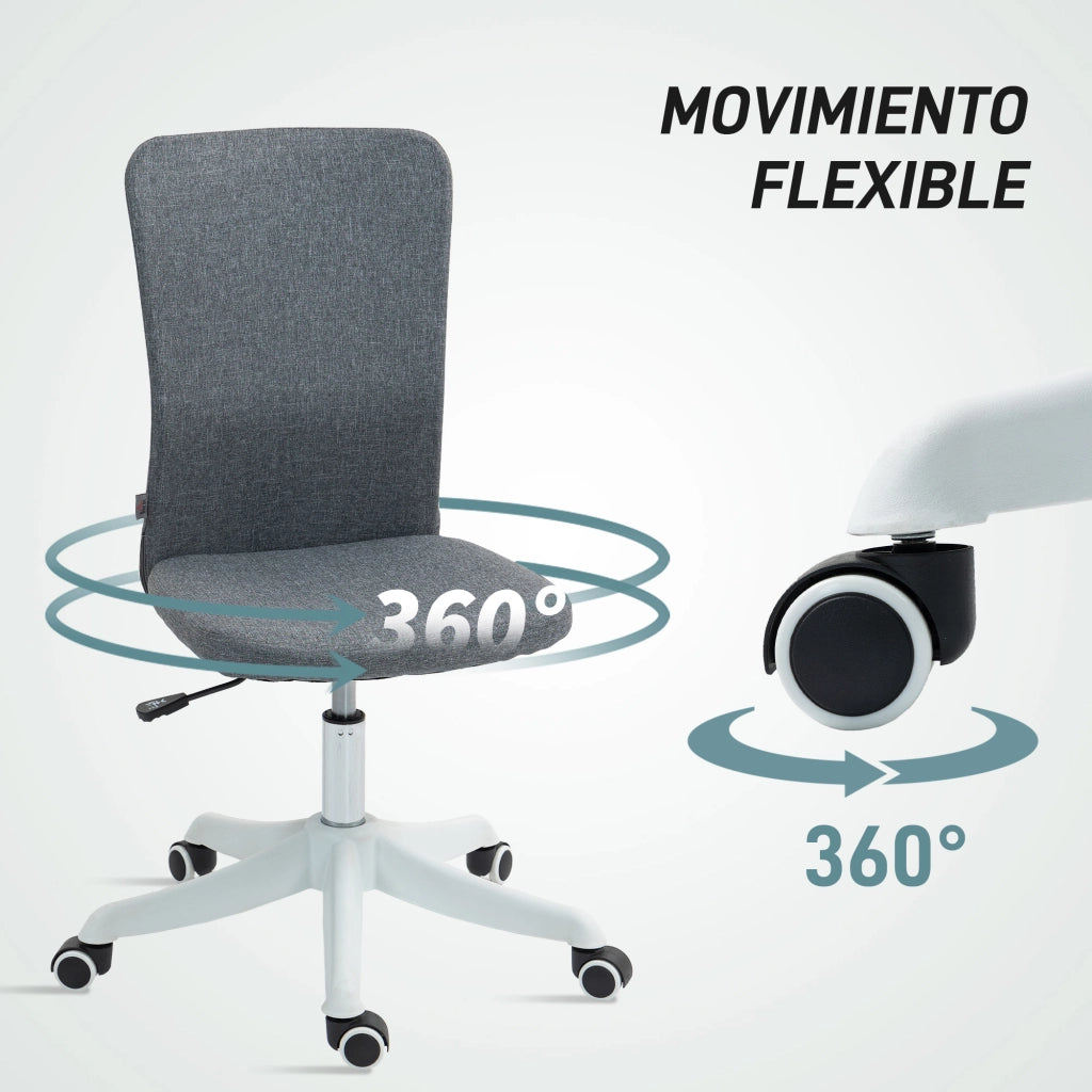 Sedia da Ufficio con Ruote e Schienale Regolabile ¨C Zephmum ¨C Grigio 53x43x85-93 cm