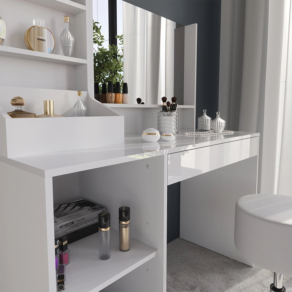 Vicco Tavolo da toeletta Bianco/bianco lucido 119.8 cm 4 parti