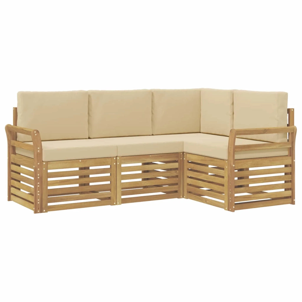Set divani 4 pcs Bianco e Beige 190 x 130,5 x 73 cm Poliestere 3391758