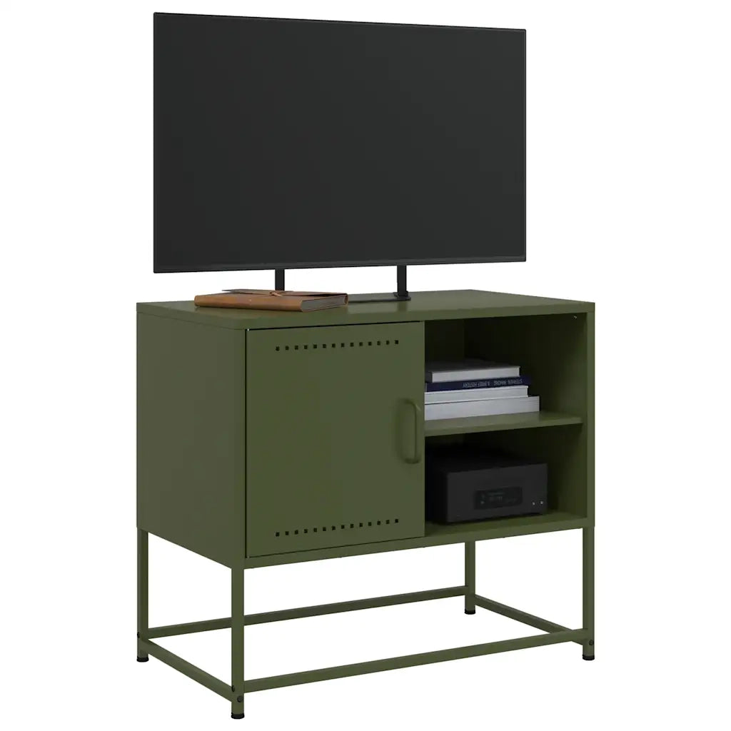 Mobile TV Verde Oliva 68x39x60,5 cm in Acciaio