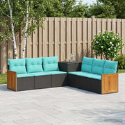 Set di divani 7 pz Nero e Blu Rattan sintetico e Acciaio 3448884