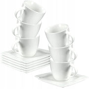 Set di 6 tazze da caffè bianche KADAX da 220 ml in porcellana, idea regalo.