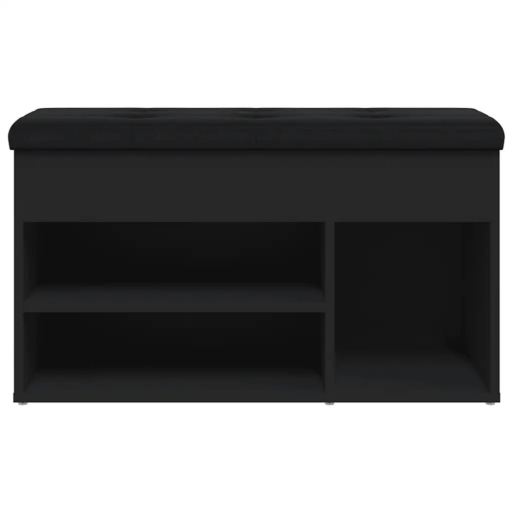 Panca Porta Scarpe-Sgabello-Panca Scarpiera Nera 82x32x45,5 cm in Legno Multistrato