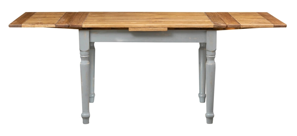 Biscottini Tavolo Country allungabile in legno massello di tiglio struttura grigio anticato piano naturale L120xPR80xH80 cm. Made in Italy