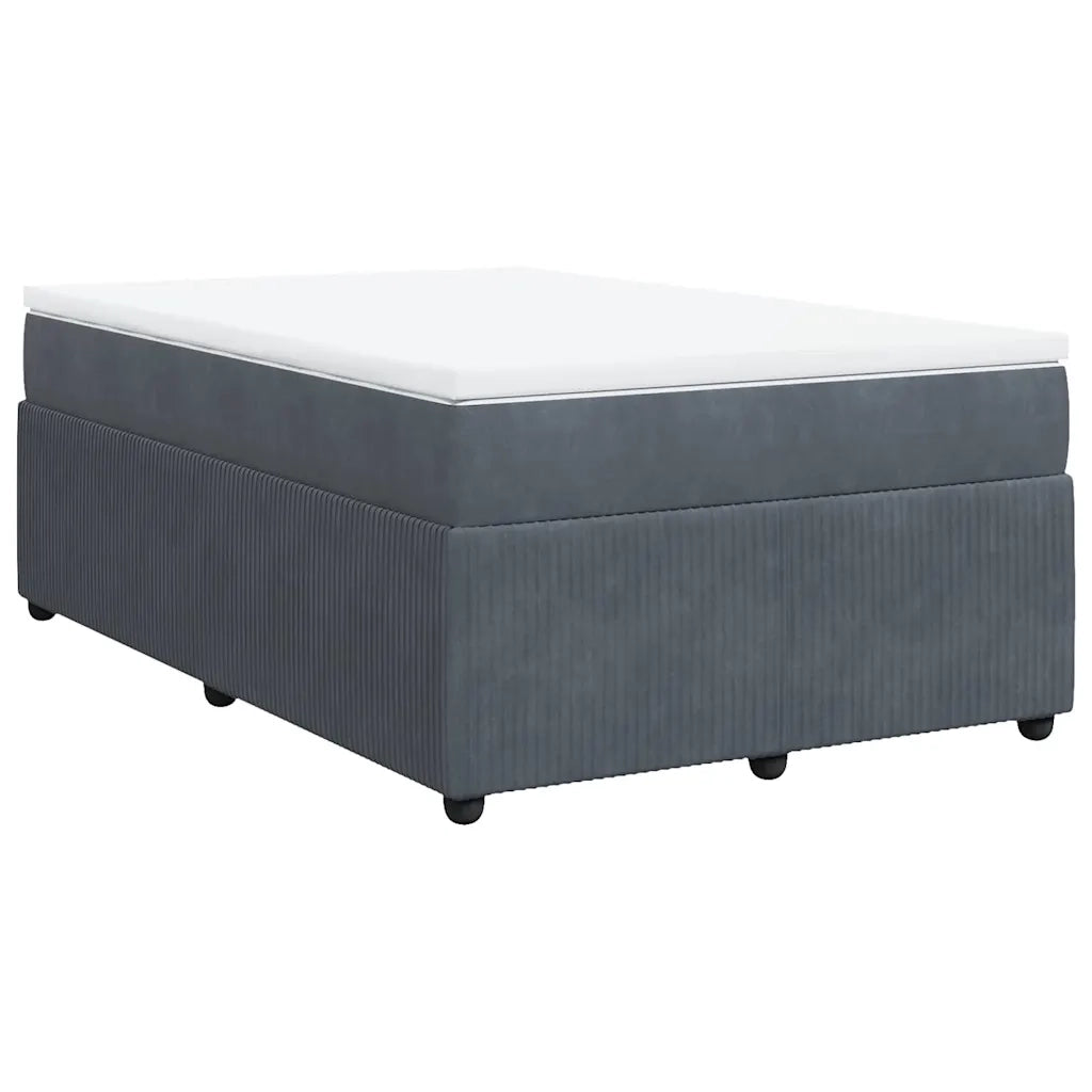 Giroletto a Molle con Materasso Grigio Scuro 120x190 cm Velluto