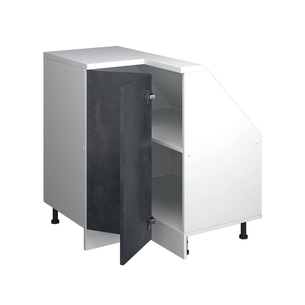 Mobile cucina angolare per sottotetto R-Line Calce nera/Bianco 75.6 cm con 1 porta Vicco