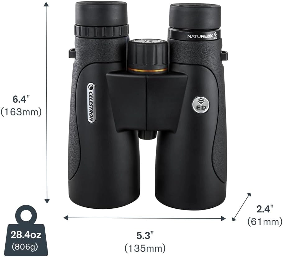 Celestron 72336 Nature DX ED 12x50 binocolo con obiettivo a bassissima dispersione esterni e birdwatching, ottica multistrato con prismi BaK-4, rinforzato in gomma, resistente ad acqua e nebbia