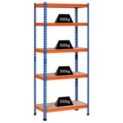 Scaffale metallo 5 livelli 1500 kg ¨C zephmum ¨C blu arancio 80x40x182