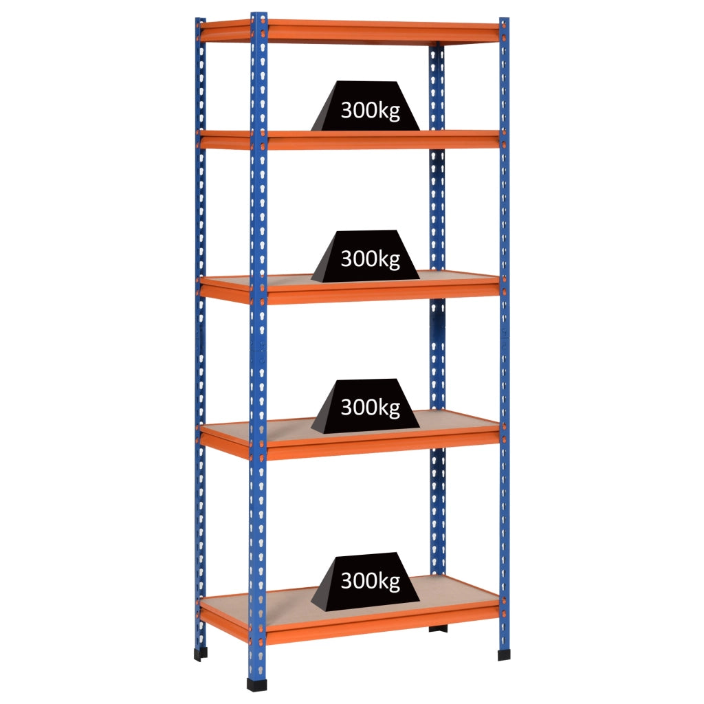 Scaffale metallo 5 livelli 1500 kg ¨C zephmum ¨C blu arancio 80x40x182