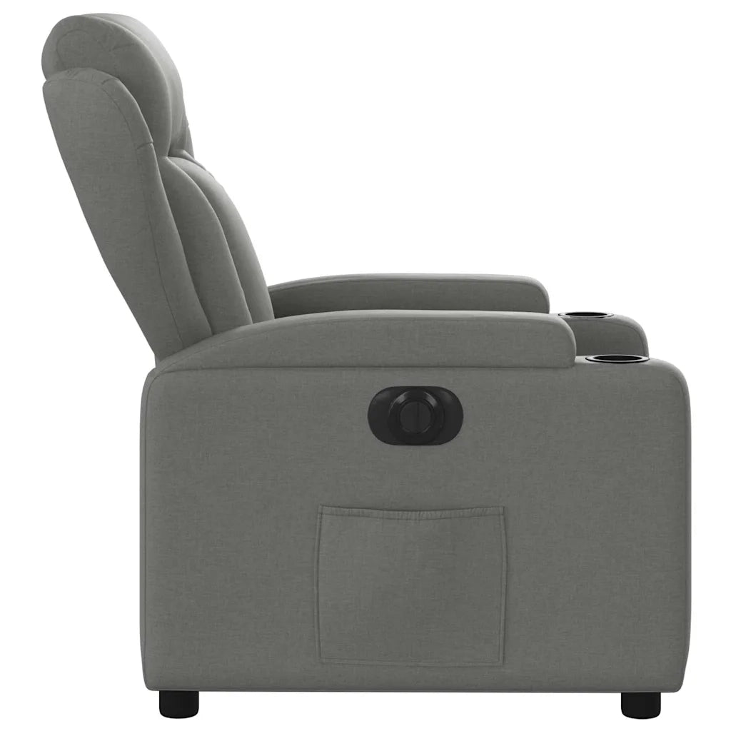 Poltrona | Sedia Relax Elettrica Reclinabile Grigio Scuro in Tessuto