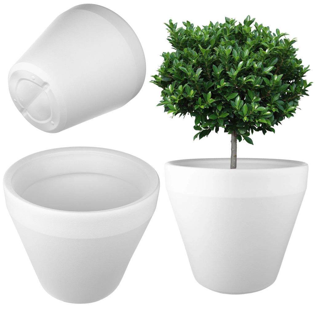 Vaso da fiori KADAX, grande, rotondo, da giardino, bianco, 39 cm