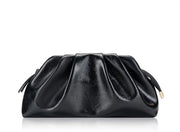 Borsa da sera elegante per donna con chiusura a cerniera, piccola borsa in PU e cuoio, tasca per schiena per matrimoni nera