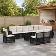 Set Divano da Giardino 11 pz Nero e Bianco Crema polyrattan 3435448