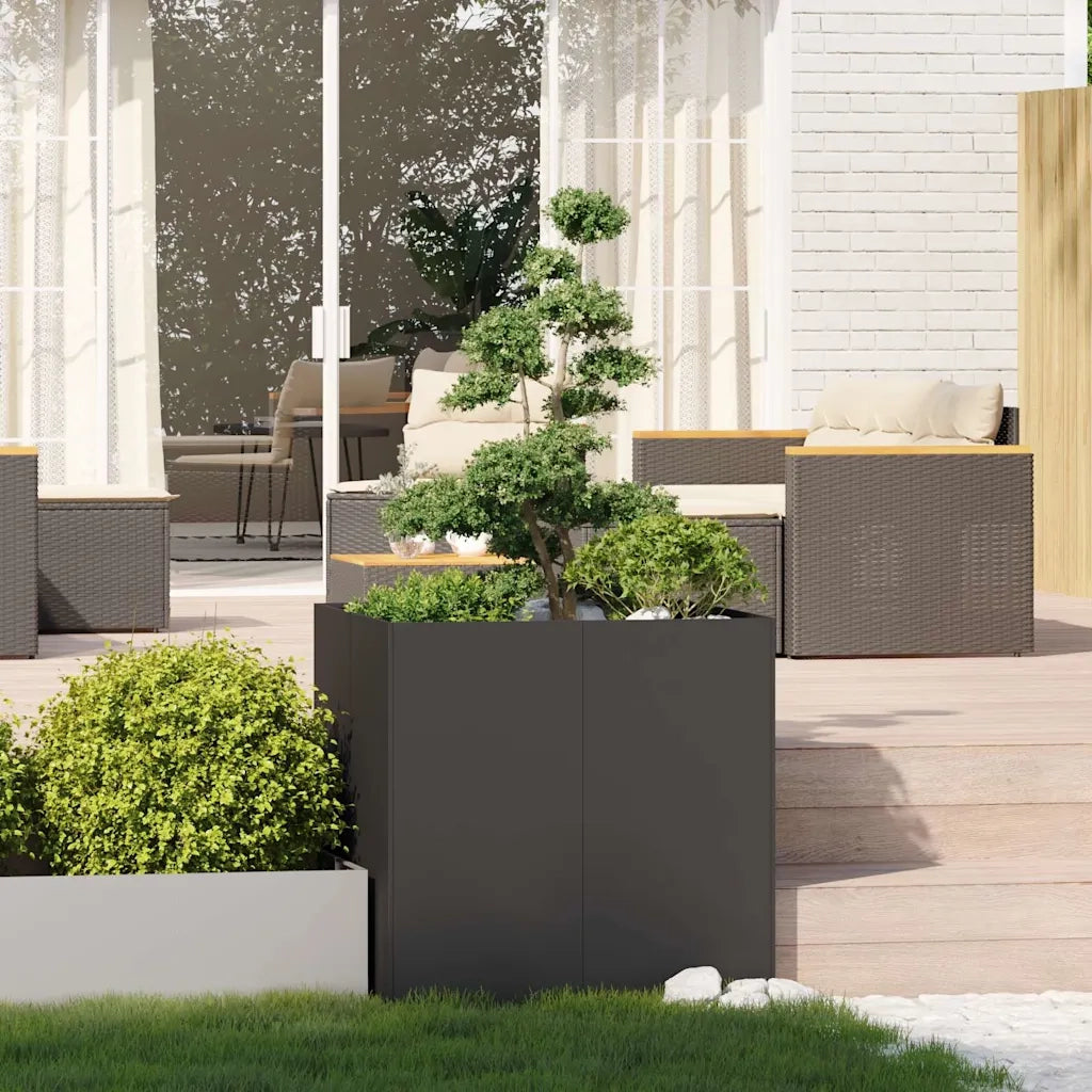 Fioriera-Vaso da Esterno-Contenitore per Piante Nera 80x80x80 cm in Acciaio