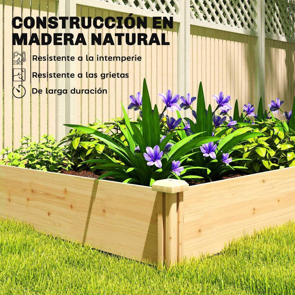 Letto da Giardino Elevato in Legno ¨C Minimal ¨C 235x121x26 cm Natural