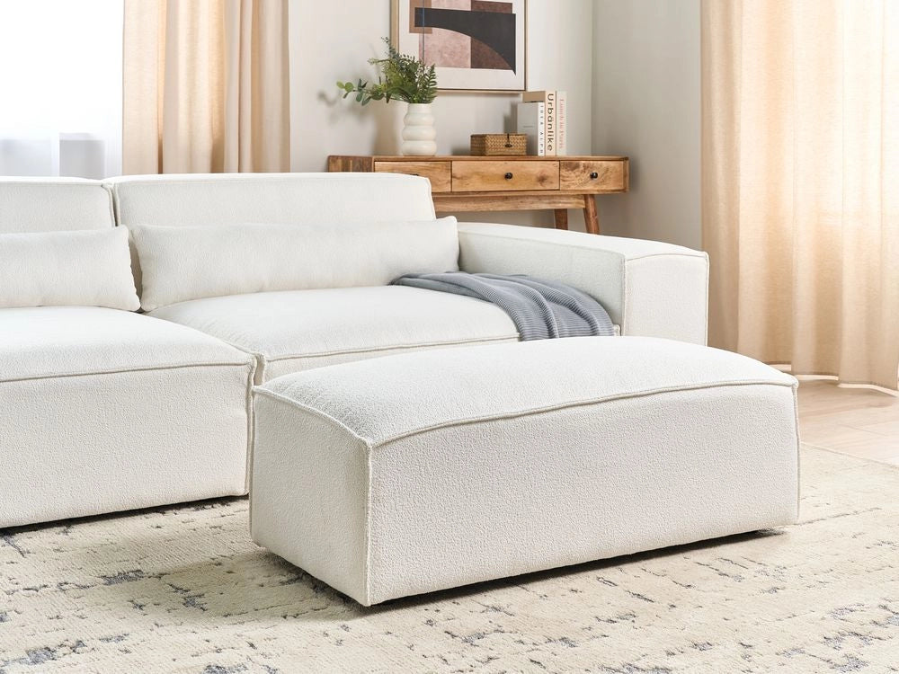 Poggiapiedi Ottomana pouf in stile minimalista Ottomana bianca con rivestimento in boucle