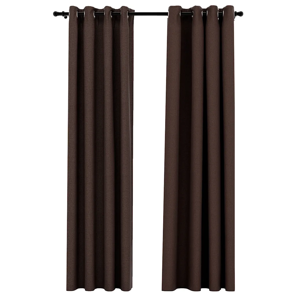 Tende Oscuranti Effetto Lino con Occhielli 2 pz Talpa 140x245cm 321202