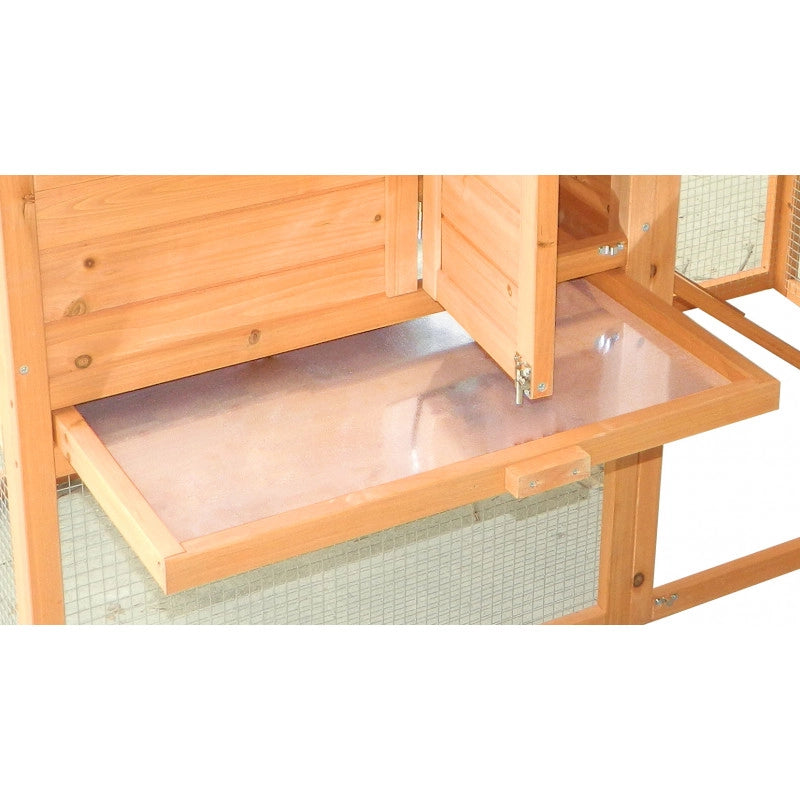 Pollaio da giardino compatto in legno 198x75 cm – per 3-4 galline – pareti 10 mm con voliera e nido di cova – PO2070 Foresta