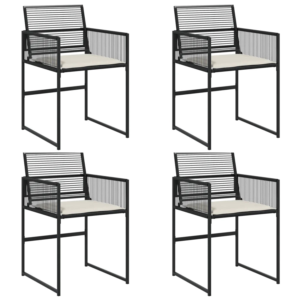Sedie da Giardino con Cuscini 4 pz Nere in Polyrattan