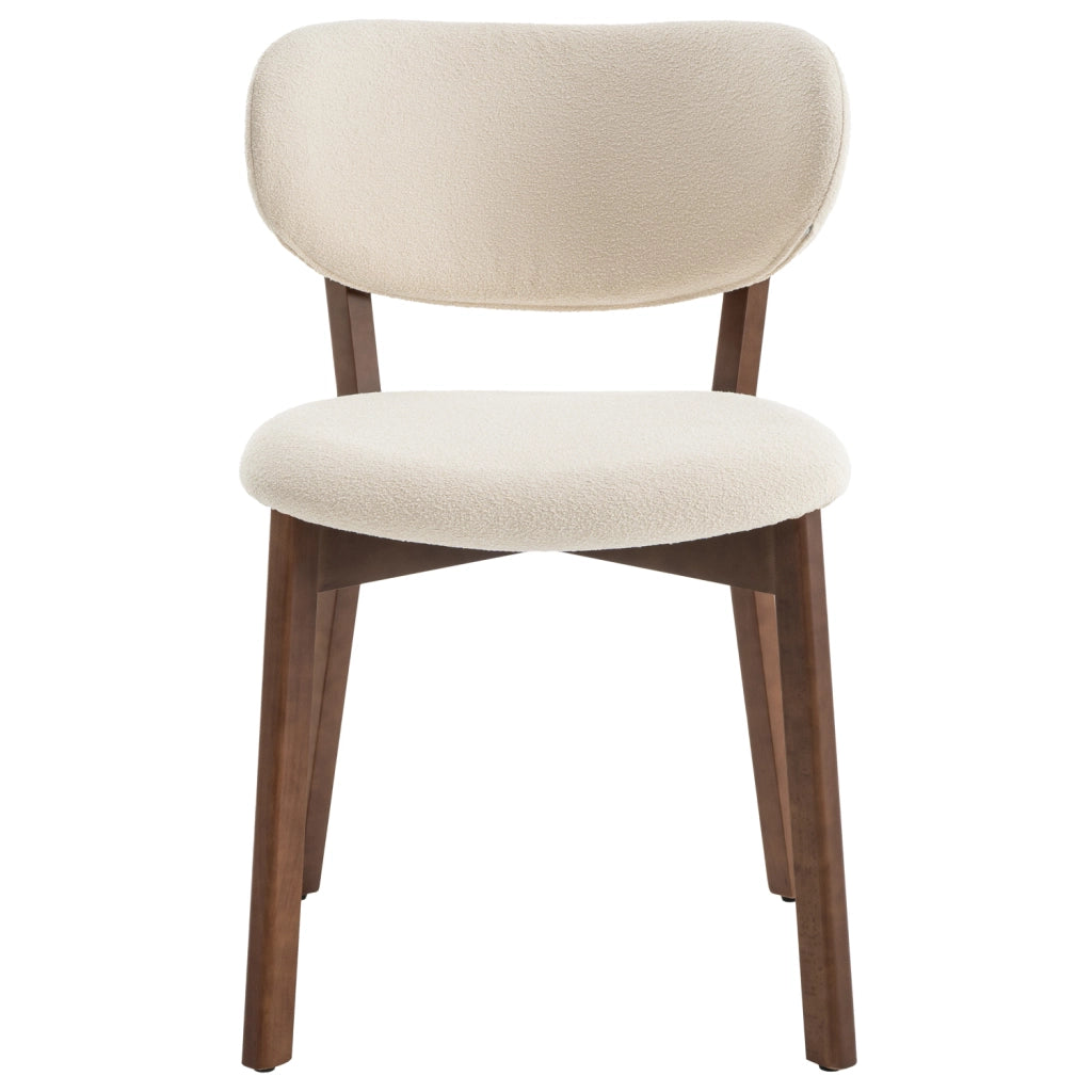 Set di 2 sedie AURA in legno scuro e tessuto boucle beige