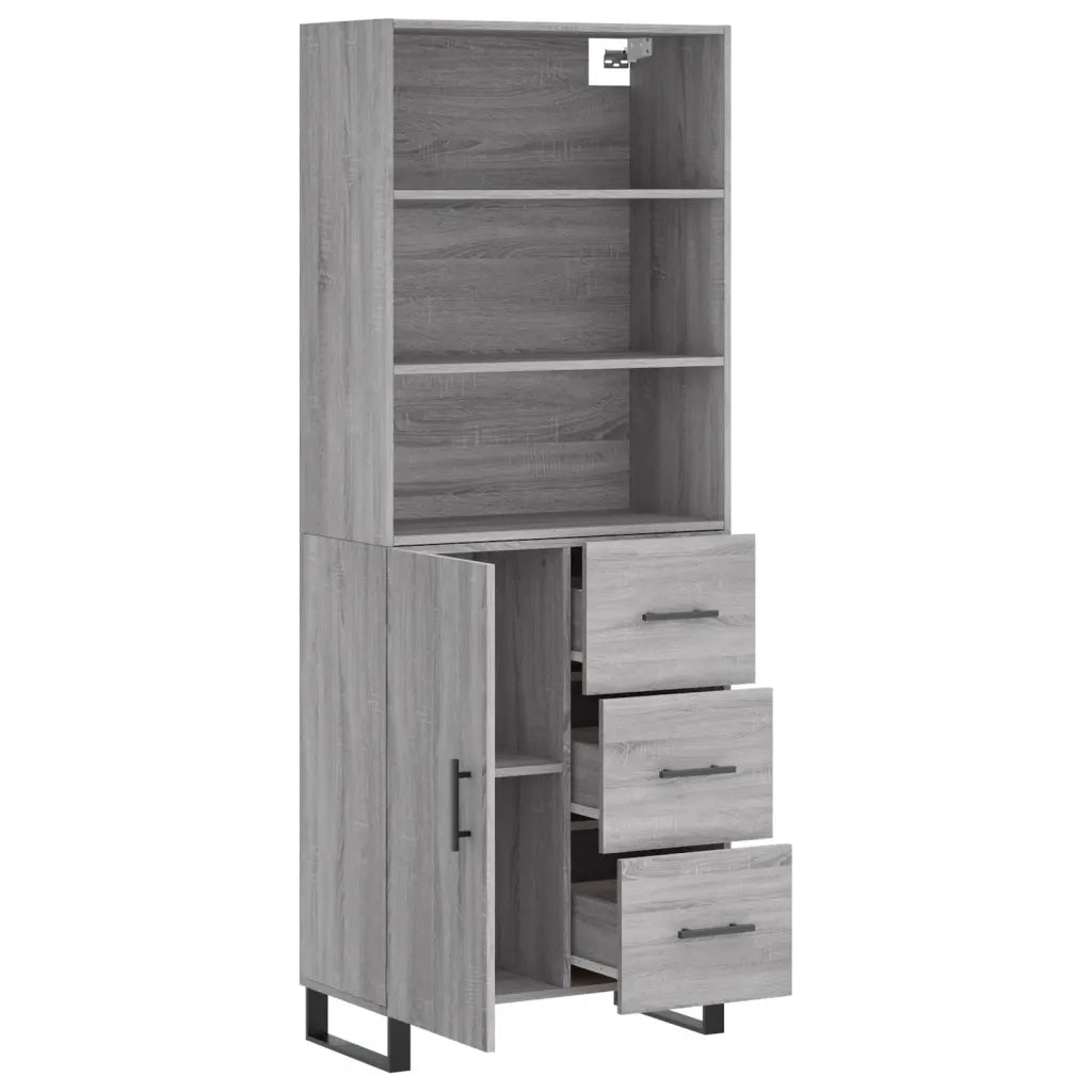 Credenza Grigio Sonoma 69,5x34x180 cm in Legno Multistrato 3189475