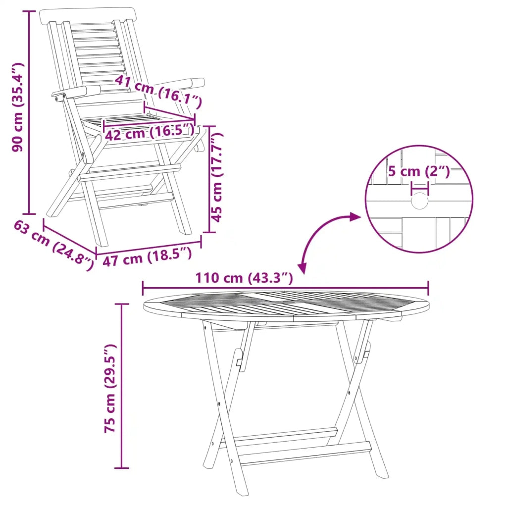Set da Giardino 5 pz Marrone Legno di teak solido 3437369