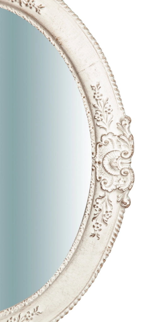 Biscottini Specchiera da parete verticale/orizzontale in legno finitura bianco anticato L51XPR3XH41 cm Made in Italy