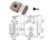 SERRATURA TRIPLICE DA APPLICARE SENZA SCROCCO CON POMOLO A POMPA 30621  mm.60 DX cilindro ø mm.34 (30621VD60X)    MOTTURA